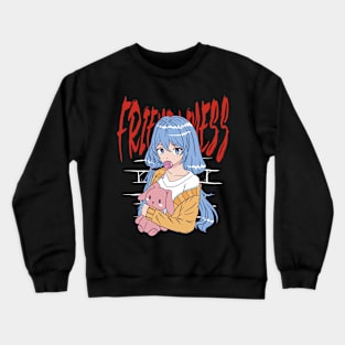 Anime Girl With Teddy Crewneck Sweatshirt